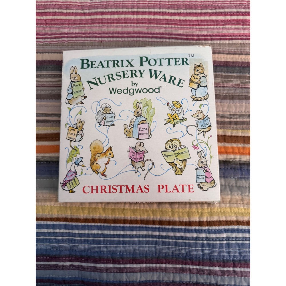 Wedgwood Beatrix Potter Peter Rabbit Christmas Plate 1984 Vintage Nursery Ware